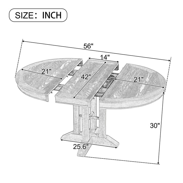 Farmhouse Dining Table Extendable Round Table for Kitchen, Dining Room