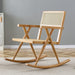 Solid Wood+Imitation Rattan Rocking Chair allows you to relax quietly indoors and outdoors, enhancing your sense of relaxation, suitable for balconies, gardens, and camping sites