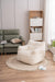 010-Soft Teddy Fabric Tufted Foam Bean Bag Chair With Teddy Fabric Ivory White