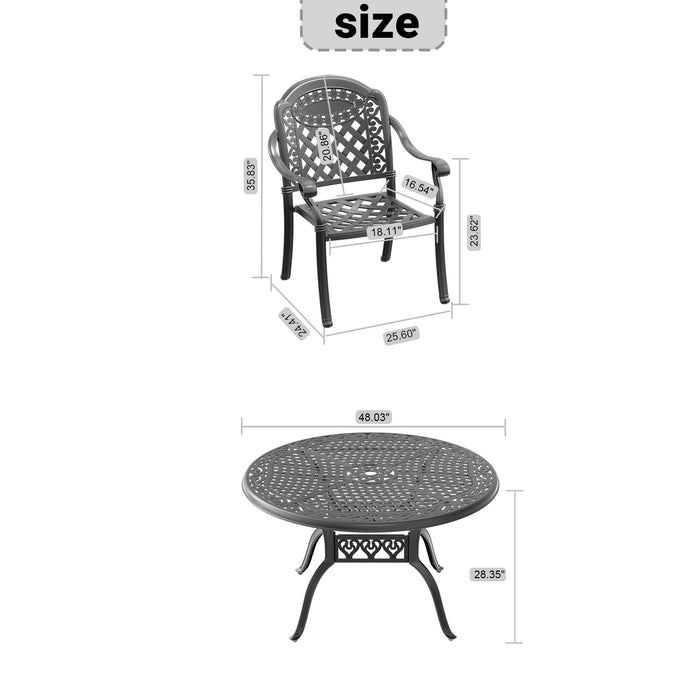 (Cushions In Random Colors)5-Piece Set Of Cast Aluminum Patio Furniture With Cushions - DTYStore