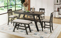 6-Piece Wood Counter Height Dining Table Set with Storage Shelf, Rustic Style, Kitchen Table Set with Bench and 4 Chairs