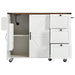 54.5" Farmhouse Kitchen Island with Power Outlet, Kitchen Storage Island with Internal Storage Rack, Drop Leaf, Spice Rack, Rolling Kitchen Cart on Wheels, for Home, Kitchen and Dining Room,White - DTYStore