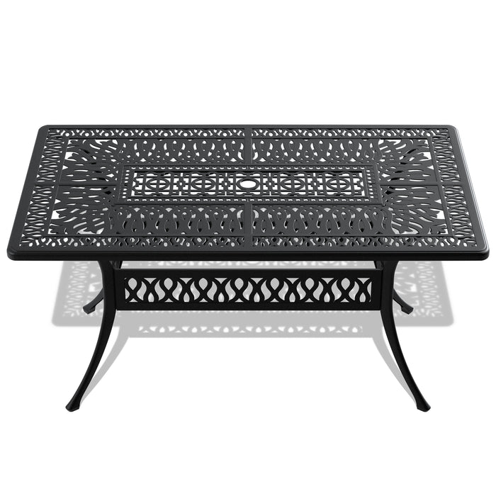 5-Piece All-Weather Cast Aluminum Dining Set, Include 4 Swivel Chairs and Rectangular Table With Black Frame - DTYStore