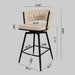 26' Bar Chair Linen Woven Bar Stool Set of 2,Black legs Barstools No Adjustable Kitchen Island Chairs,360 Swivel Bar Stools Upholstered Bar Chair Counter Stool Arm Chairs with Back Footrest (White) - DTYStore