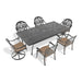 9-Piece All-Weather Cast Aluminum Dining Set, Include 2 Swivel Chairs,6 Dining Chairs and Rectangular Table With Black Frame - DTYStore