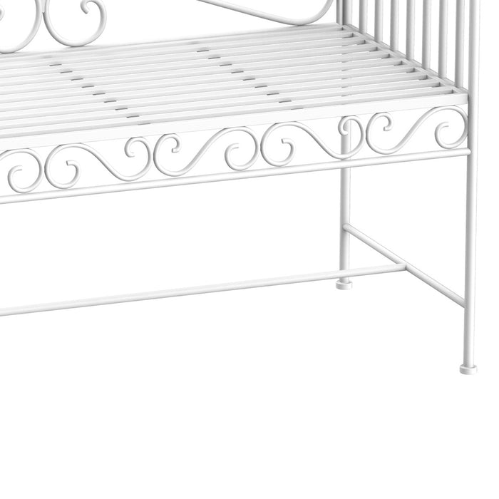 Outsunny 43' Garden Bench, Outdoor Patio Bench with Armrests, Metal Porch Bench for Backyard, Poolside, Lawn, Cream White - DTYStore