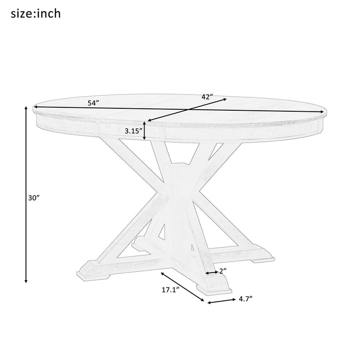 Retro Functional Extendable Dining Table with a 12" Leaf for Dining Room and Living Room