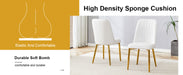 2 modern dining chairs, sleek PU leather backrest, and gold metal legs bring a comfortable home experience to the kitchen, bedroom, and office.W1151P183322 - DTYStore