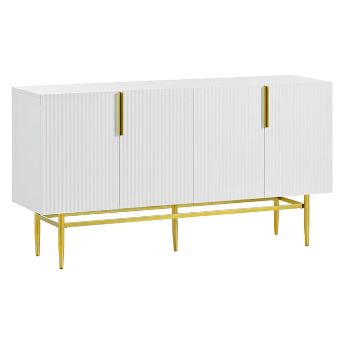 Modern Elegant 4-door Sideboard Gold Metal Handle Buffet Cabinet for Dining Room, Living Room, Bedroom, Hallway