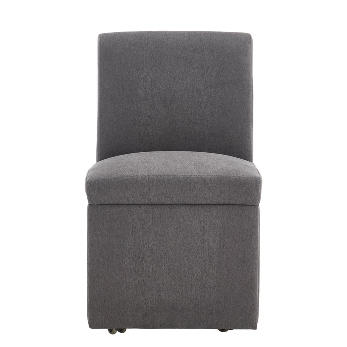 360 Degree Swivel Upholstered Dining Chairs Set of 2 Swivel Dining Room Chairs Kitchen Chairs Casters & Storage Comfy Modern Rolling Chair for Living Room Fabric Armless Chair - DTYStore