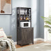 Coffee Bar Cabinet Kitchen Cabinet with Microwave Stand Metal Frame Side Home Source Bar Cabinet Cabinet and Hollow out Barn Design Wood Cabinet L26.77''*W15.75''*H67.32'' Charcoal Gray