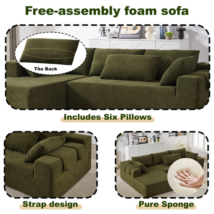 Modern Chenille Upholstered Sectional Sofa Couch Set,Modular 108" L Shaped Sectional Living Room Sofa Set With 6 Pillows,Free Combination Sofa Couch for Living Room,Bedroom(Right Chaise) - DTYStore