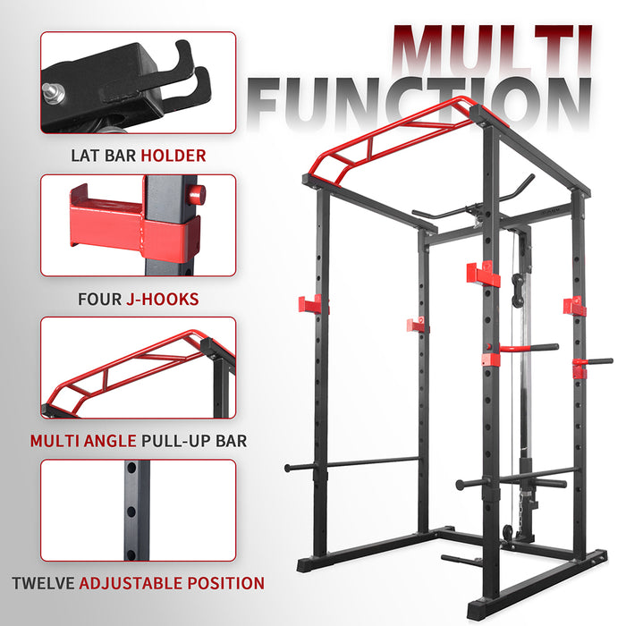 Multi-functional Power Cage,Home Adjustable Pullup Squat Rack 1000Lbs Capacity Comprehensive Fitness Barbell Rack - DTYStore