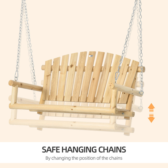 Outsunny 2-Seater Porch Swing, Hanging Outdoor Swing Bench with Metal Chains for Deck, Patio, Garden, Backyard - DTYStore