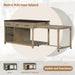 Extendable Kitchen Island with Storage, Multi-Functional Kitchen Cart with Built-In Power Outlets, Retro Kitchen Island on Wheels with Drawers and Open Shelves for Kitchen (Espresso+Natural) - DTYStore