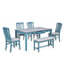 Mid-Century 6-Piece Wood Dining Table Set, Kitchen Table Set with Drawer, Upholstered Chairs and Bench, Antique Blue