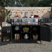 Outdoor Kitchen Island, Rolling Bar Cart & Storage Cabinet, Farmhouse Solid Wood Outdoor Grill Table with Stainless Steel Top, Spice Rack , Towel Rack for Kitchen & Barbecue, Black - DTYStore