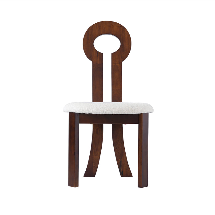 Vintage Rubber Solid Wood Dining Chair, Sheep Plush Dining Chair, Armless Dining Chair, Suitable For Small Home Dressing Room Model Room, Natural(Set Of 2) - DTYStore