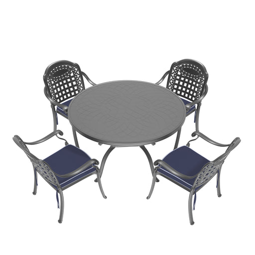 (Cushions In Random Colors)5-Piece Set Of Cast Aluminum Patio Furniture With Cushions - DTYStore