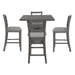 5-Piece Wooden Counter Height Dining Set with Padded Chairs and Storage Shelving