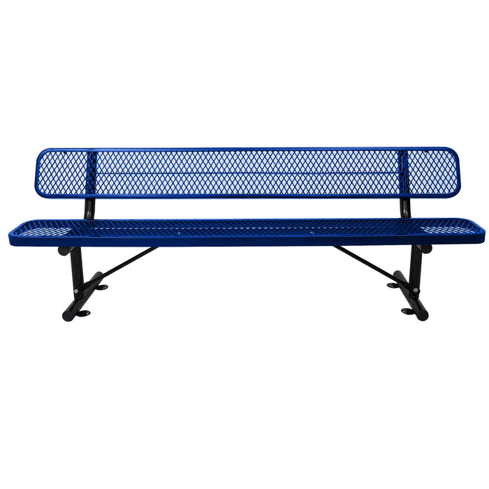 8 ft. Outdoor Steel Bench with Backrest BLue - DTYStore