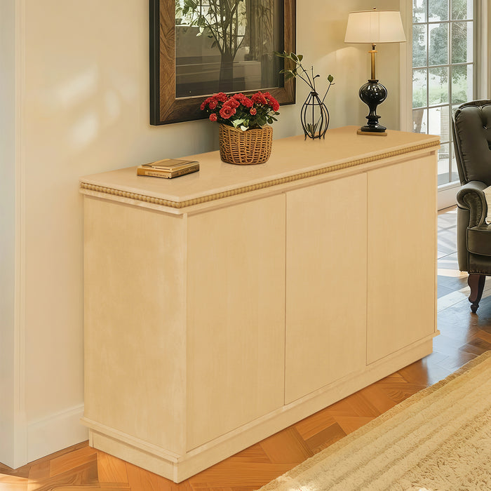 Classic Wooden Sideboard with Beaded Trim – Elegant Storage Cabinet for Dining or Living Room - DTYStore