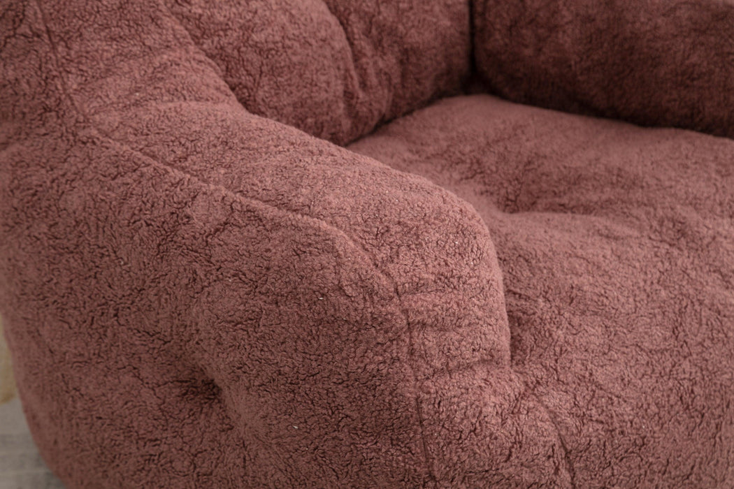 010-Soft Teddy Fabric Tufted Foam Bean Bag Chair With Teddy Fabric Coffee