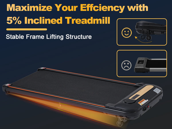 Wood Grain Decoration Walking Pad Under Desk Treadmill for Home Office -2.5HP Walking Treadmill With Incline 0.5-4MPH 300LBS Capacity Treadmill for Walking Running - Remote Control - DTYStore