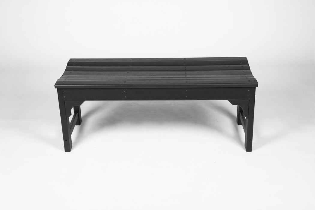 Backless HDPE Adirondack Bench with Wood Texture, Poly Lumber Seat for Patio, Backyard, Balcony, All Weather Resistant with UV Protection, Black - DTYStore