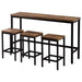 Counter Height Extra Long Dining Table Set with 3 Stools Pub Kitchen Set