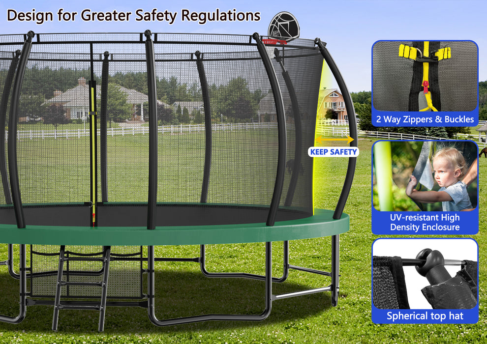 15FT Trampoline with Basketball Hoop - Recreational Trampolines with Ladder ,Shoe Bag and Galvanized Anti-Rust Coating - DTYStore