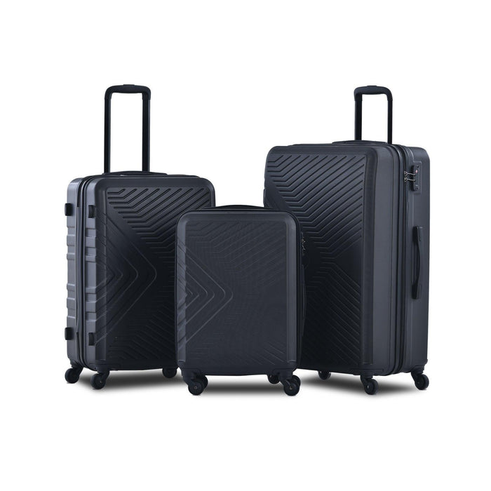 3 Piece Luggage Sets ABS Lightweight Suitcase with Two Hooks, Spinner Wheels, TSA Lock