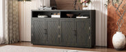 TREXM 4-door Classic Sideboard with Open Storage and Adjustable Shelves Perfect for kitchens, living rooms (Grey Brown)