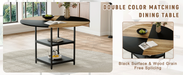 47.3-inch diameter modern splicing circular dining table - double-layer storage, wood and black fan-shaped diagonal color matching design, interpreting home aesthetics and practicality. - DTYStore
