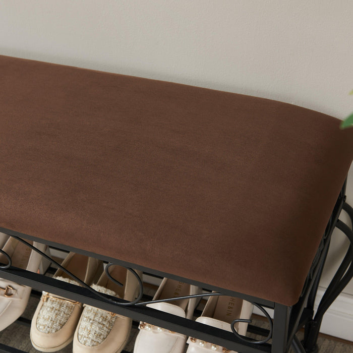 Shoe Rack Bench for Entryway, Industrial Bench, Rustic Shoe Rack for Small Spaces, Upholstered Entryway Bench, Multipurpose Entryway - DTYStore