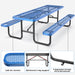 96' Expanded Metal Rectangular Picnic Table, Blue - DTYStore