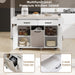 Kitchen Island with Trash Can Storage Cabinet, Kitchen Cart with Drop Leaf, Spice Rack, Towel Rack and Drawer, Rolling Kitchen Island on Wheels with Adjustable Shelf, White - DTYStore