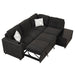 83.8" Sectional Pull-Out Sofa Bed L-Shaped Corner Sofa Couch with Storage Chaise, USB Ports, Power Sockets, Cup Holder for Living Room, Bedroom, Study, Black