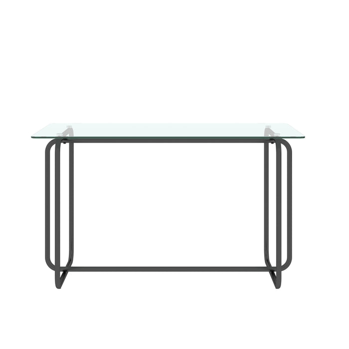 Rectangle Dining Table with Metal Frame, Tempered Glass for Kitchen Room