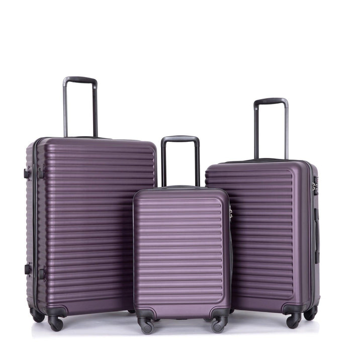 3 Piece Luggage Sets ABS Lightweight Suitcase with Two Hooks, Spinner Wheels, TSA Lock