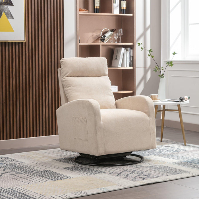 JiaDa Upholstered Swivel Glider.Rocking Chair for Nursery in Beige.Modern Style One Left Bag