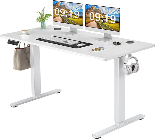 Electric Height Adjustable Standing Desk,Sit to Stand Ergonomic Computer Desk,White,55'' x 24" - DTYStore