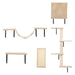 5 Pcs Wall Mounted Cat Climber Set, Floating Cat Shelves and Perches, Cat Activity Tree with Scratching Posts, Modern Cat Furniture, Beige