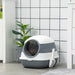 Cat Litter Box with Lid, Covered Litter Box w/ High Sides, Air Freshener, Large Two-Way Entrance Kitty Litter Box, Foldable, Easy Clean, White, and Gray - DTYStore
