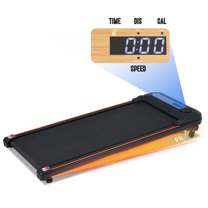 Wood Grain Decoration Walking Pad Under Desk Treadmill for Home Office -2.5HP Walking Treadmill With Incline 0.5-4MPH 300LBS Capacity Treadmill for Walking Running - Remote Control - DTYStore