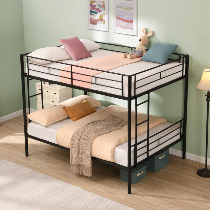 Full Over Full Metal Bunk Bed , No Box Spring Needed, Easy Assemble - DTYStore