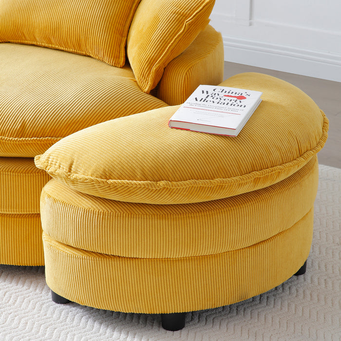 360° Swivel Accent Barrel Chair Modern Comfy Round Reading Sofa Swivel Chairs Circle Lounge Chair for Bedroom Living Room w/4 Pillow Lower Seating Heigh (Yellow) - DTYStore