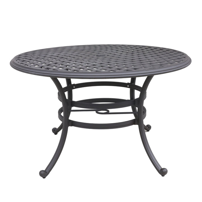 Round 4 - Person 49' Long Aluminum Dining Set with Sunbrella Cushions - DTYStore