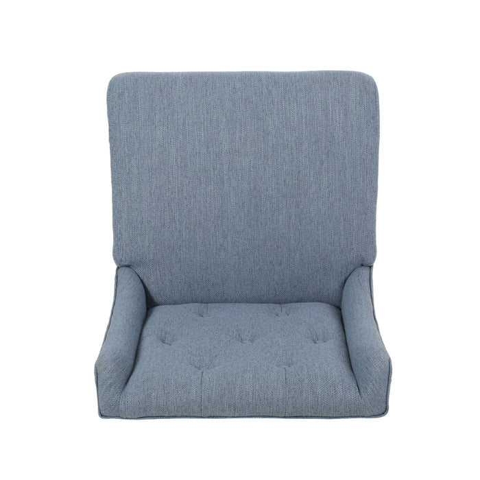Vienna Contemporary Fabric Tufted Wingback 31 Inch Counter Stools, Set of 2, Light Blue and Natural - DTYStore
