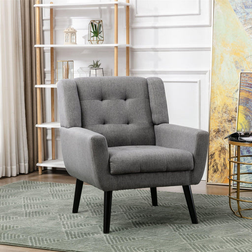Modern Soft Linen Material Ergonomics Accent Chair Living Room Chair Bedroom Chair Home Chair With Black Legs For Indoor Home - DTYStore